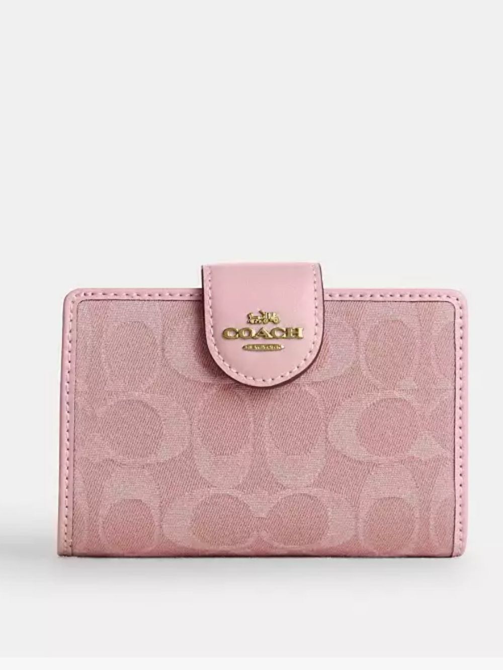 Coach Medium Corner Zip Wallet In Signature Pink Denim